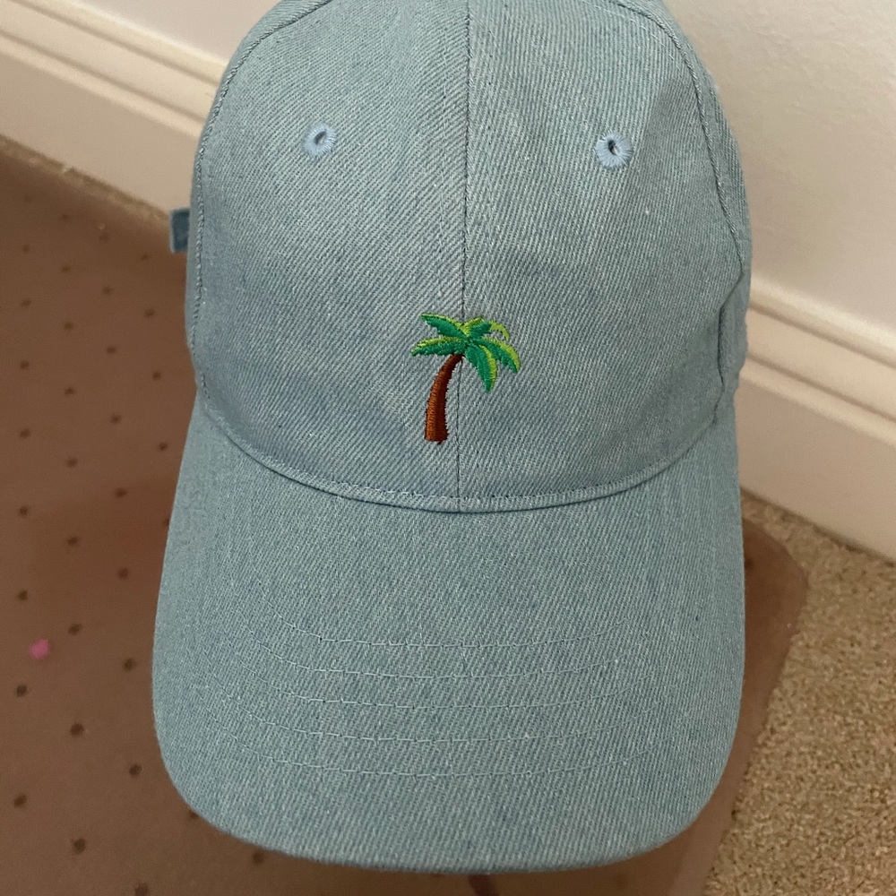 Blue denim printed hat